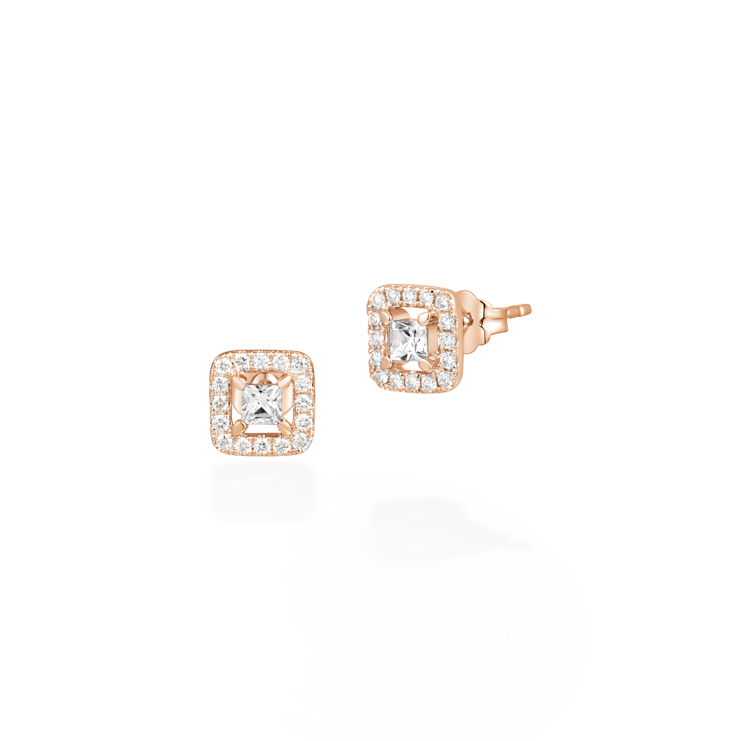 Princess cut diamond box earrings